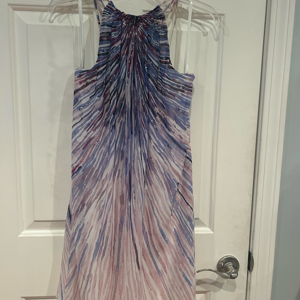 White House Black Market Blue and Purple Sheath Maxi Dress